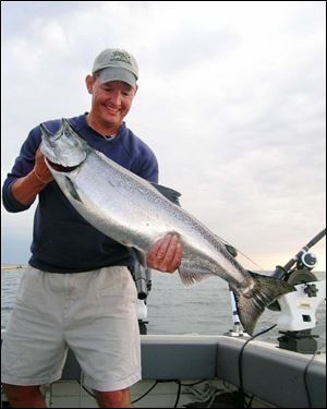 This 20-pound-plus king salmon taken in Lake Ontario was landed by Port Clinton's Steve Hathaway after a 20-minute fight. 