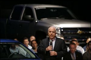 Republican presidential candidate Sen. John McCain, R-Ariz. addresses a town hall meeting at the General Motors Design Center in Warren, Mich., on Friday.
