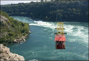 Cable car passengers get a bird's-eye view of the whirlpool rapids.