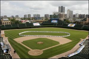 An approximate view of what Chicago's Wrigley Field will look like for the NHL's outdoor Winter Classic hockey game is seen Tuesday.