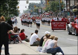 The Bedford High School marching band was one of nearly 100 units in the parade that was viewed by about 25,000.