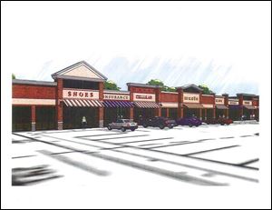 This rendering shows a proposed 24,700-square-foot strip center.