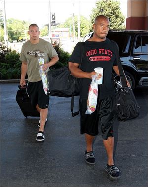 Ohio State linebackers James Laurinaitis, left, and Marcus Freeman won't spend much time without their uniforms on.