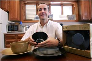 Larry Ohlman III says his efforts to make an eco-friendly flowerpot led to his biodegradable tableware line.