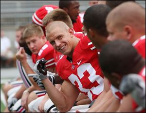 Linebacker James Laurinaitis knows all eyes will be on him after winning the Nagurski and Butkus awards the past two seasons. (ASSOCIATED PRESS)
<br>
<img src=http://www.toledoblade.com/assets/gif/TO17150419.GIF> VIEW</b>: <a href=
