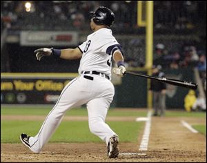 Gary Sheffield smacks a grand slam in the second inning last night. He had five RBIs.