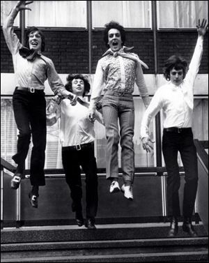 Danger retro frolic: Roger Waters, left, Nick Mason, second from left, Syd Barrett, second from right, and Richard Wright, right, in 1967.