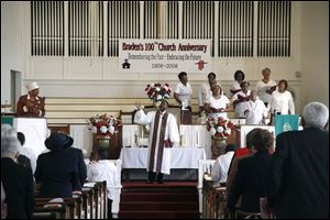 The Rev. Wynston Dixon, pastor, preaches at a recent service at Braden United Methodist Church at 2013 Lawrence Avenue.
The congregation will celebrate its centennial with a special service at 10:30 a.m. tomorrow.