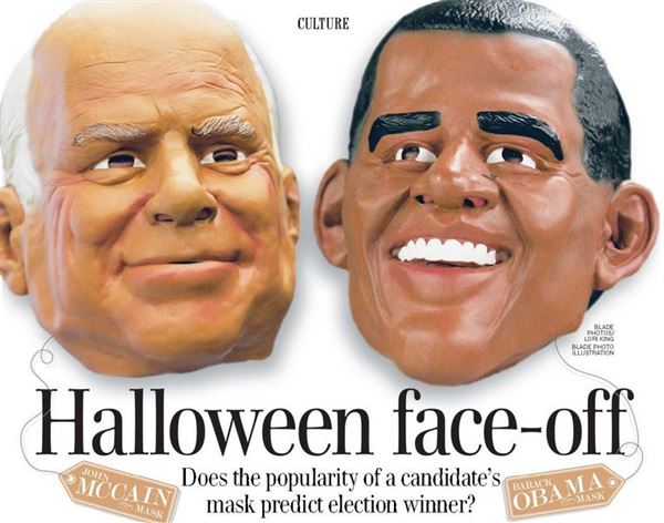 Halloween faceoff Does the popularity of a candidate�s mask predict