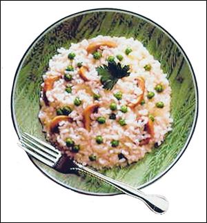 Risotto with Peas and Mushrooms.