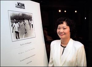 Kim Phuc, who was severely burned by napalm in June, 1972, has formed a foundation to help young war victims. She will speak tomorrow at Liberty Baptist Church in Toledo.