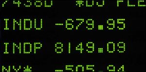 A board on the floor of the New York Stock Exchange shows the closing number for the Dow Jones Industrial Average Monday, Dec. 1, 2008.