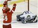 Derek-Meech-Curtis-Sanford.jpg The Red Wings' Derek Meech celebrates scoring a third period goal as Canucks goalie Curtis Sanford reacts Thursday night.