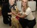 Sharon Arquette, left, and Kathleen Walczak with Goldie the dog at the 4 Paws Sake party.