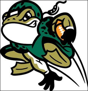 SPT Bullfrogs       received 11/17/2008       Handout  not Blade photo      Toledo, Ohio       Caption:   Name and logo for Toledo's Arena Football team the Bullfrogs, this is an AF2 team, arenafootball2.  