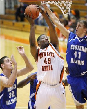 Otis Polk, a 6-foot-9, 285-pound junior, already has 100 blocked shots - just 17 away from the Bowling Green record.
