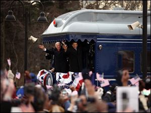 President-elect Barack Obama and Vice President-elect Joe Biden greet the crowd in Edgewood, Md.
