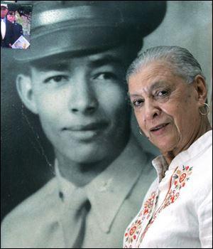 Gladys V. Glenn will attend the inauguration in place of her late husband, Glenn, whose photo she stands in front of. 