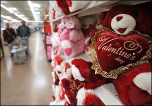 Simpler gifts like these stuffed bears at a Wal-Mart in Cleveland may be a more popular option than diamonds.