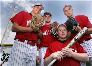 Bedford s baseball team is off to the best start in school history with a 16-0 record. Some of the top contributors are seniors, from left, Mitch Hooven, Talon Buck, Nate Davis and Shayne Shroyer. The Mules have outscored opponents 158-31 this season.