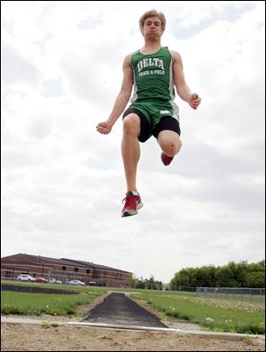Korbin Smith won the Division II state long jump title last season. The senior, who will compete at Ohio State, holds the Delta record with a leap of 23 feet, 7  inches.