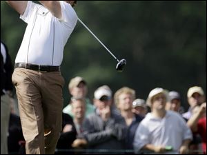Phil Mickelson tees off on the 10th at Bethpage Black. He wants to win the U.S. Open for his wife.