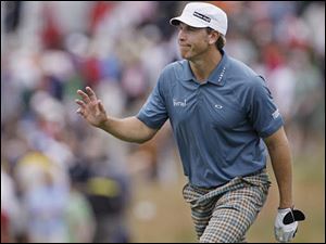 Ricky Barnes was all smiles when he had a six-shot lead; now he's tied with Lucas Glover.