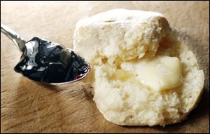 Black raspberry jelly and a biscuit with butter.