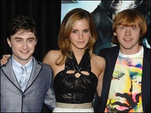 From left, actors Daniel Radcliffe, Emma Watson and Rupert Grint attend the premiere of 'Harry Potter and the Half Blood Prince', in New York, on Thursday, July 9.