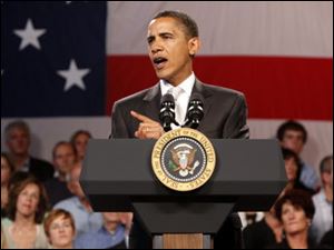 President Obama speaks at Shaker Heights High School about the need to reform health care in the United States. 