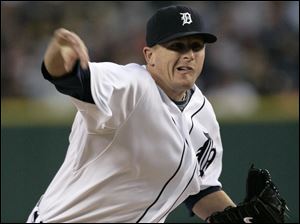 Eddie Bonine, who spent most of the season with the Mud Hens, got the win last night.