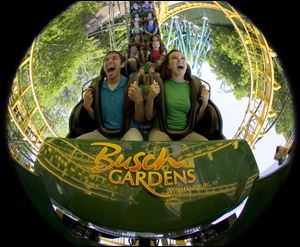 Visitors show their reaction to a ride down the Loch Ness Monster at Busch Gardens in Williamsburg, Va., one of 10 theme parks sold to the Blackstone Group, New York investors. 