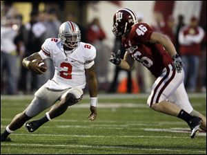 Quarterback Terrelle Pryor has carried the ball 55 times this season for 298 yards to lead the Buckeyes in rushing.