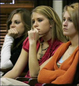 Antwerp High School students, from left, Darcie Reinhart, Natalie Cottrell, and Megan Koppenhofer attended the proceedings.