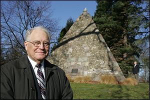 Fred Folger has written 'Buried Treasures of Toledo: Notable People Laid to Rest in Historic Woodlawn Cemetery.' It includes the story of the monument to John Gunckel, in the background.