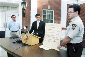 In November, 2008, Tom Skeldon, Lucas County Commissioner Ben Konop, center, and Toledo Area
Humane Society Director John Dinon held a news conference on the issue of animal welfare.