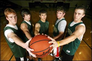 Mason Langenderfer, left, Clayton Wielinski, Ryan Salsbury, Chad Mossing, and Lucas Pennington, are expected to contribute greatly in the Vikings' quest for an NWOAL title.