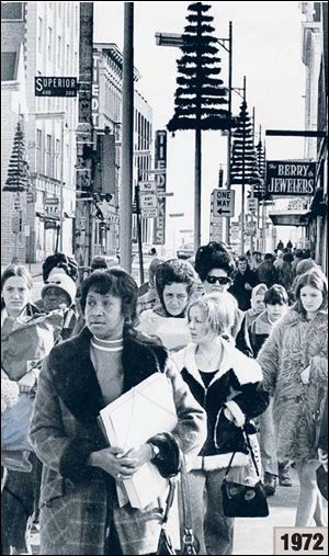 Shoppers on Adams Street in 1972.