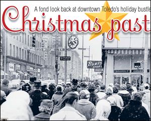 People fill Adams Street heading toward Summit Street in downtown Toledo in 1961.