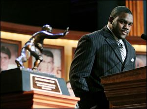 Alabama's Mark Ingram tries to keep his emotions in check after being named the winner of the Heisman Trophy last night.
