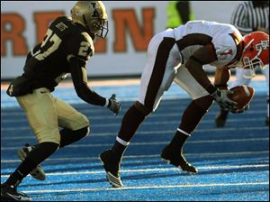 Bowling Green's Freddie Barnes makes a catch against Idaho. He finished with 155 this year, an NCAA all-division, single-season record.