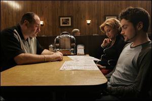 From left, James Gandolfini, Edie Falco and Robert Iler in the final scenes from the series finale of the HBO drama television series ‘The Sopranos'. 