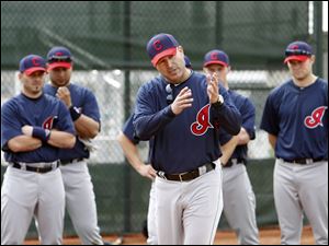 Indians manager Manny Acta gives instructions to players.
Acta had a 158-252 record with the Washington Nationals.