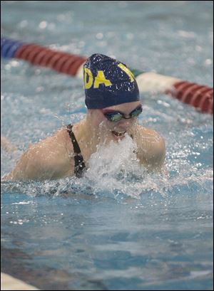 Notre Dame's Rachael Dzierzak placed second in the 100-yard breaststroke at the Division I state swimming championships.