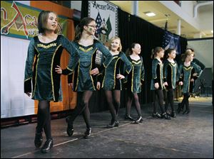 Molly's Irish Dancers, including Cally Henry, left, Rylee Williams, behind Cally, and Hannah Collins, behind Rylee, were among the groups that entertained at the festival. 
