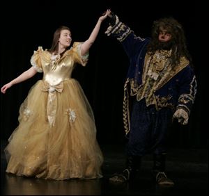 Caitlyn Varwig as Belle and Matt Schermbeck as the Beast rehearse for Bowsher's upcoming play.