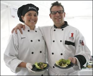 Celebrity chef Andy Husbands of Boston, right, with Chef Jenna Wagener.