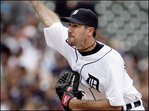 At one point in Sunday's game, Detroit's Justin Verlander retired 23 straight Los Angeles batters. He gave up three hits.