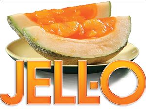 Gelatin-Filled Melon Wedges.