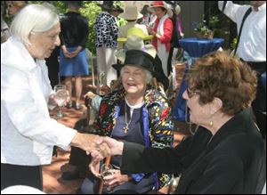 Mary Pat Anderson, Dorothy Price and Peggy Grant enjoy the annual Crosby Award Luncheon at the Toledo Botanical Garden.
